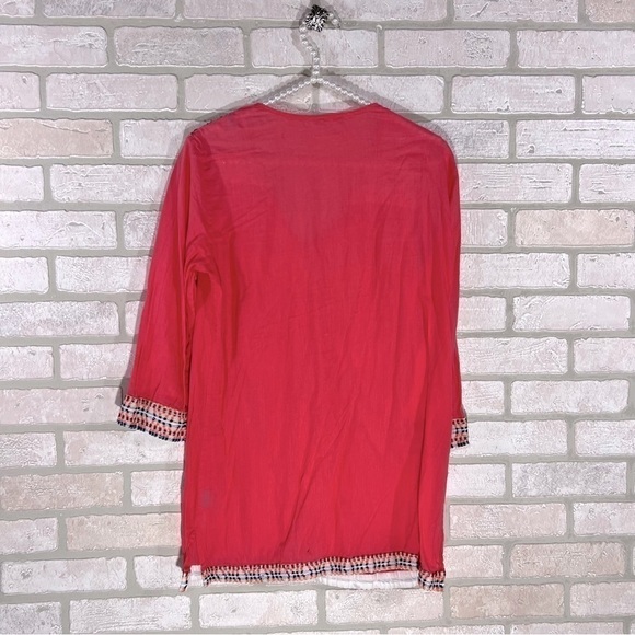 J. McLaughlin Paget Embroidered Tunic Top in Coral Size S - Picture 4 of 9